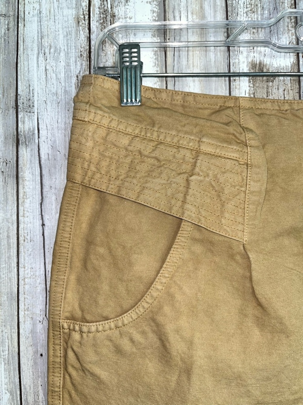 A.L.C. Tan Linen Blend Skirt Size 8 High Waist Knee Length Utility Minimal Chic - Picture 2 of 7